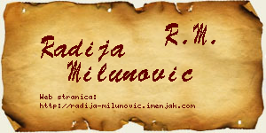 Radija Milunović vizit kartica